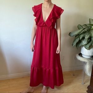 Red Ruffle Maxi Dress